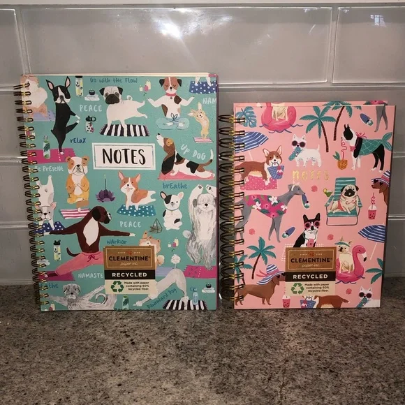 ✨NWT✨ Clementine Paper Spiral Notebook Journal Notebook Set of 2 Dog Print Theme - Picture 3 of 15